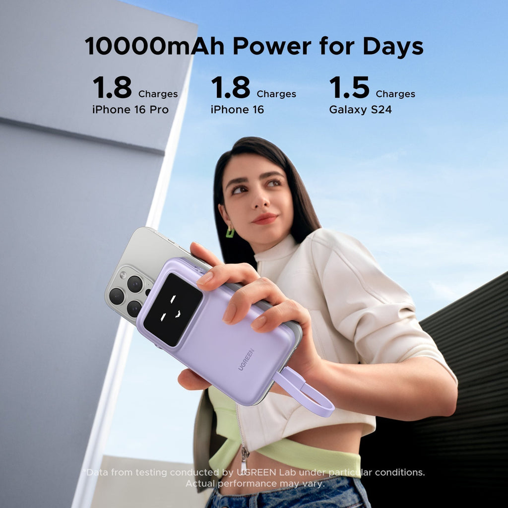 UGREEN Uno Power Bank 10000mAh 30W with Built-in Cable
